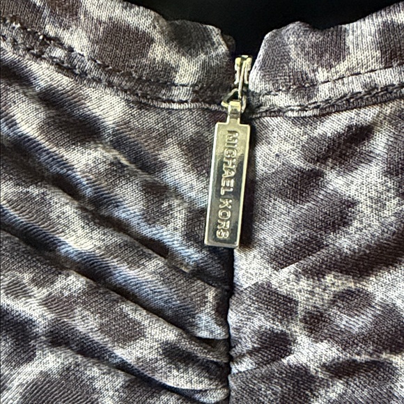 MICHAEL KORS Leopard Print Bodycon Mini Dress Ruched Stretch Sexy Night Out XS - Picture 7 of 15